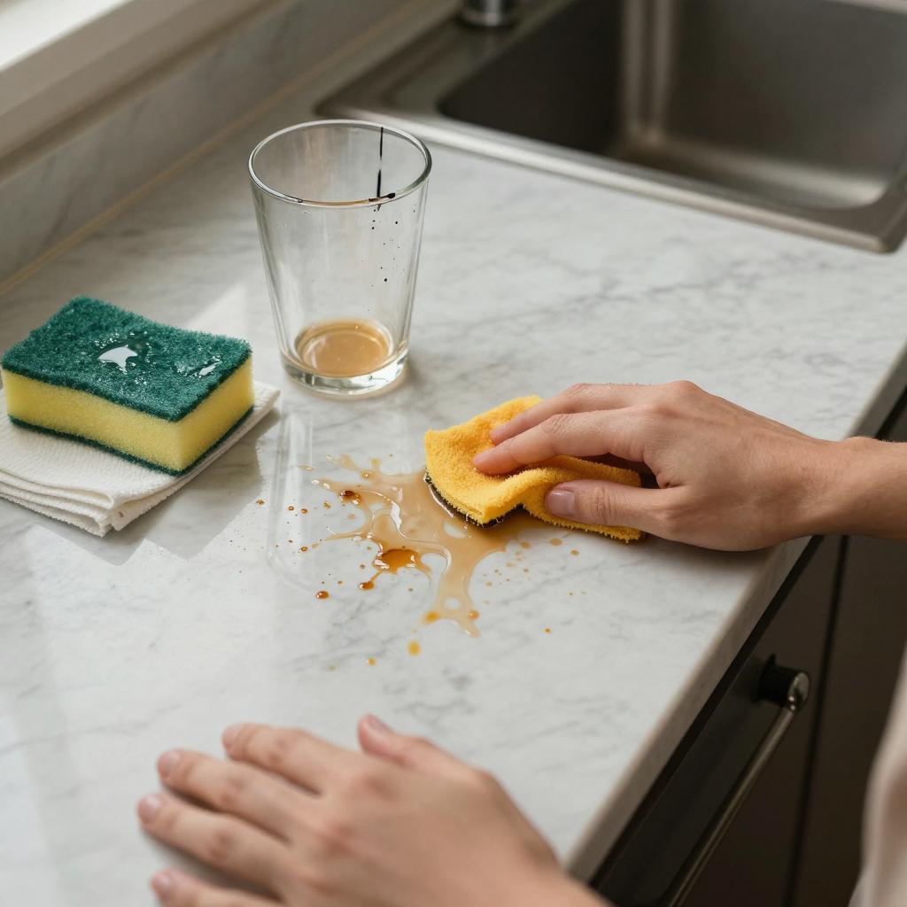 大理石上的茶渍、果汁、墨水等色素污染怎么清洗？