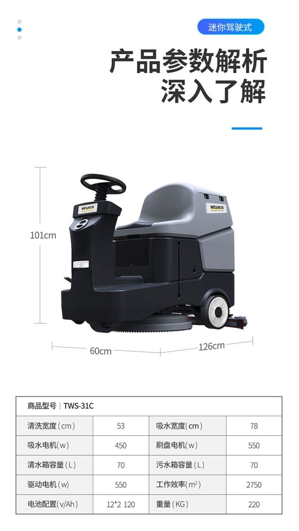 威洁师小型驾驶式洗地机 TWS--31C(图8) 威洁师小型驾驶式洗地机 TWS--31C(图8)
